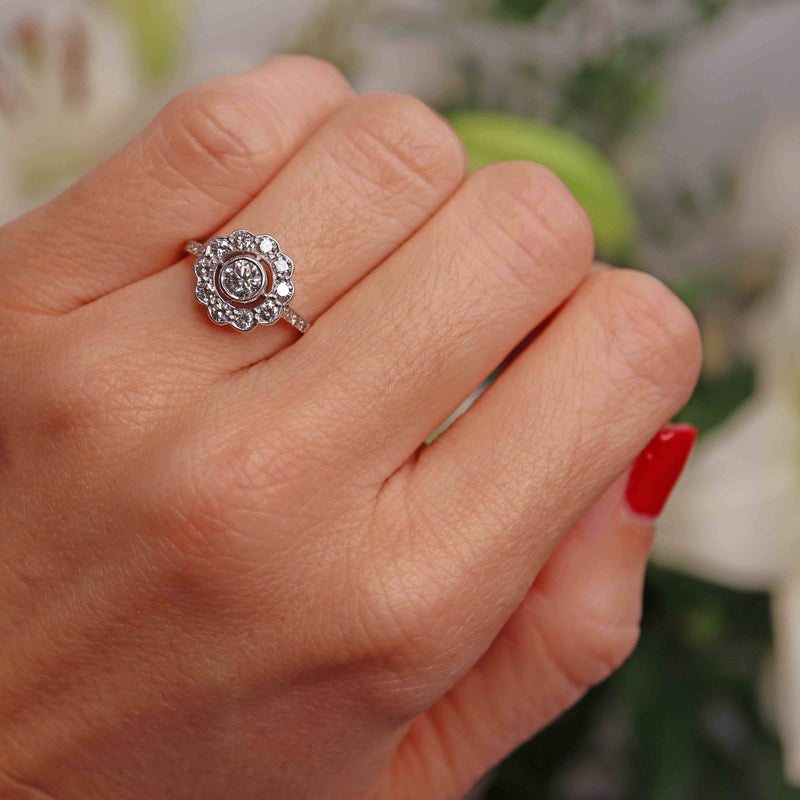 Ellibelle Jewellery Diamond 18ct White Gold Floral Cluster Ring (0.70cts)