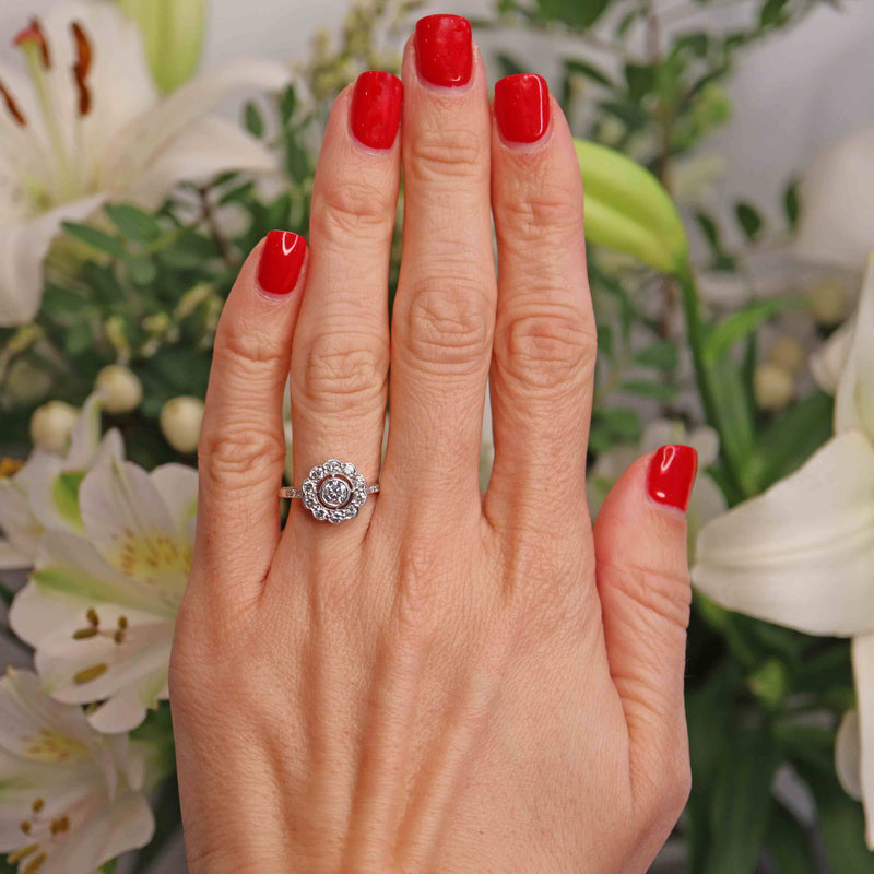 Ellibelle Jewellery Diamond 18ct White Gold Floral Cluster Ring (0.70cts)
