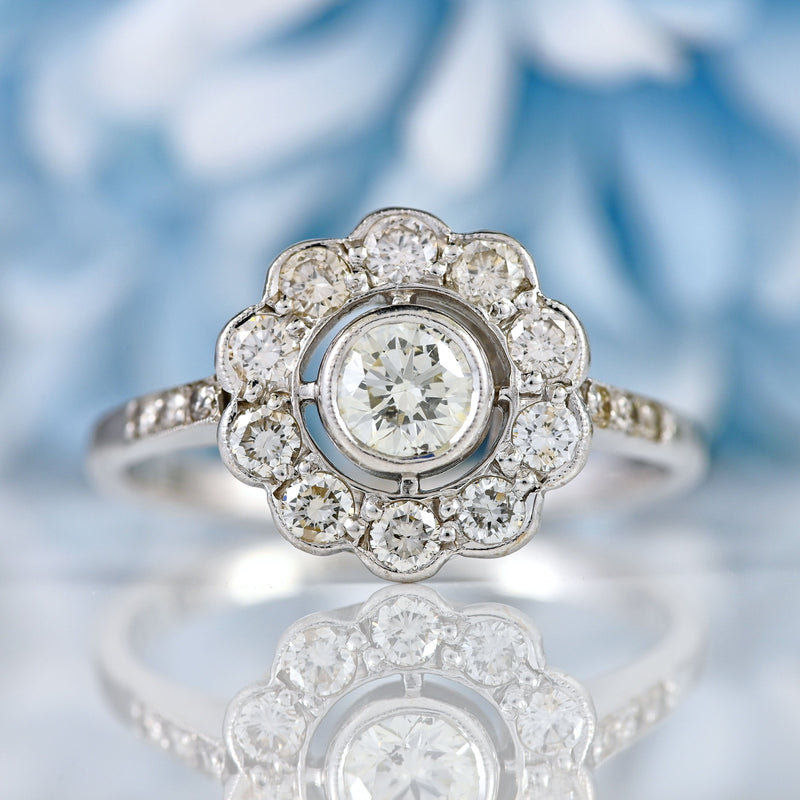 Ellibelle Jewellery Diamond 18ct White Gold Floral Cluster Ring (0.70cts)