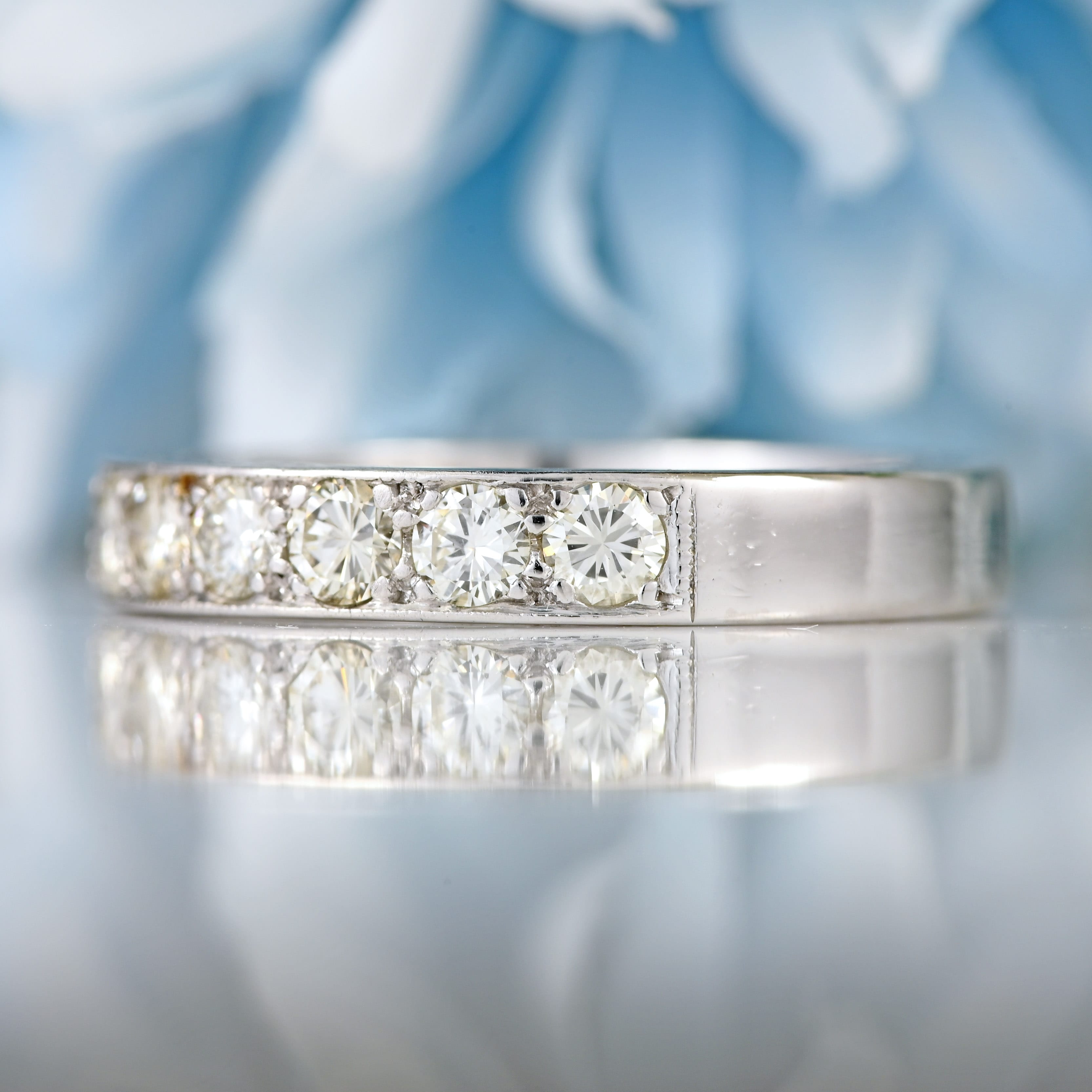 Ellibelle Jewellery Diamond 18ct White Gold Half-Eternity Wedding Band Ring (0.77cts)