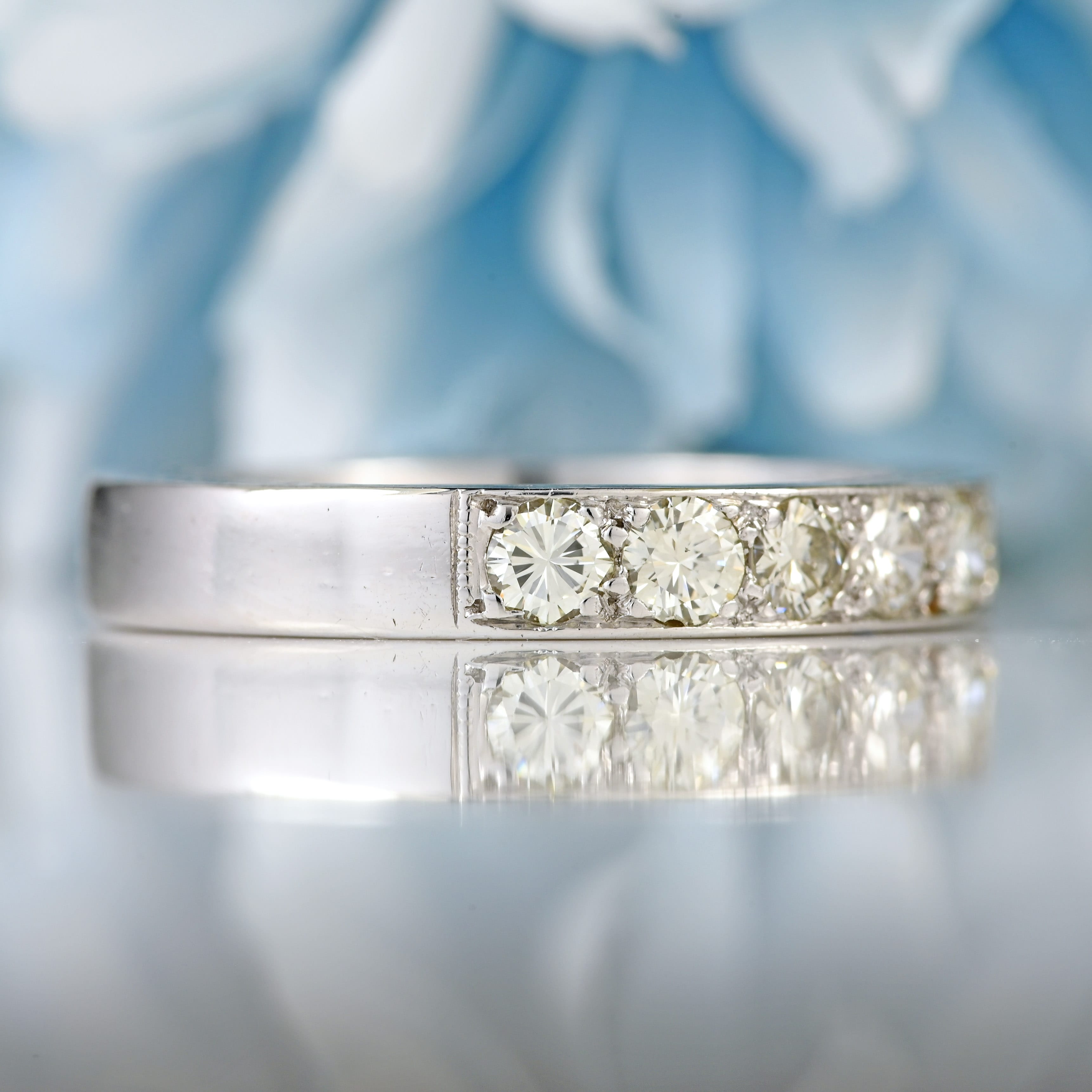 Ellibelle Jewellery Diamond 18ct White Gold Half-Eternity Wedding Band Ring (0.77cts)