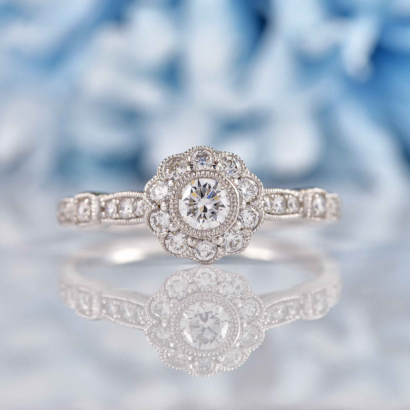 Ellibelle Jewellery Diamond 18ct White Gold Halo Engagement Ring