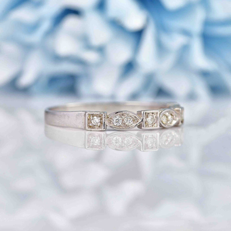 Ellibelle Jewellery Diamond 9ct White Gold Geometric Stacking Band Ring