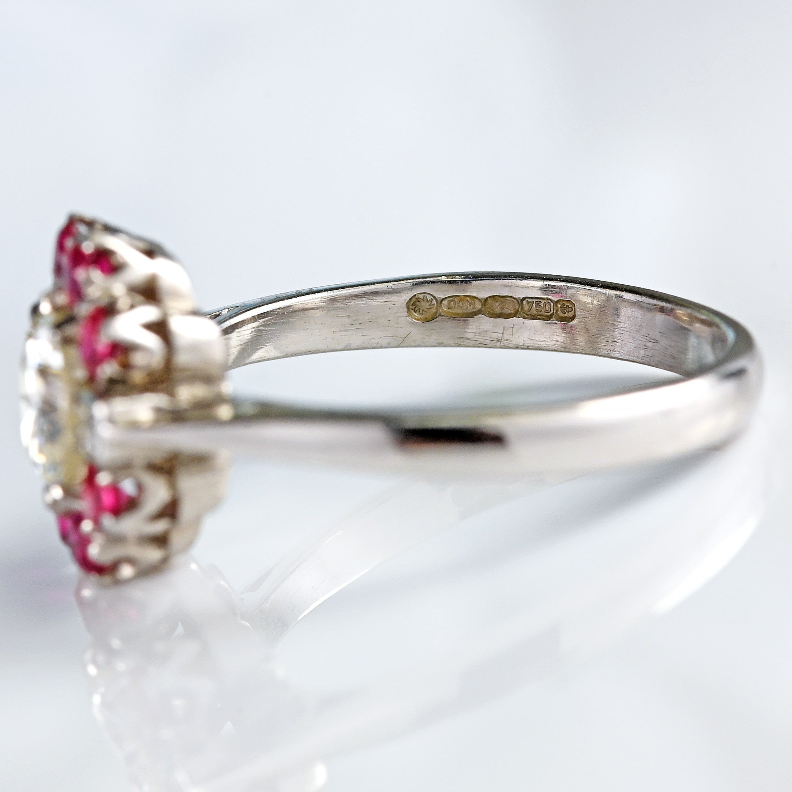 Ellibelle Jewellery Diamond & Ruby 18ct White Gold Cluster Engagement Ring (0.92cts)