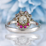 Ellibelle Jewellery Diamond & Ruby 18ct White Gold Cluster Engagement Ring (0.92cts)