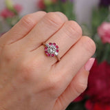 Ellibelle Jewellery Diamond & Ruby 18ct White Gold Cluster Engagement Ring (0.92cts)
