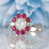 Ellibelle Jewellery Diamond & Ruby 18ct White Gold Cluster Engagement Ring (0.92cts)