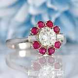 Ellibelle Jewellery Diamond & Ruby 18ct White Gold Cluster Engagement Ring (0.92cts)