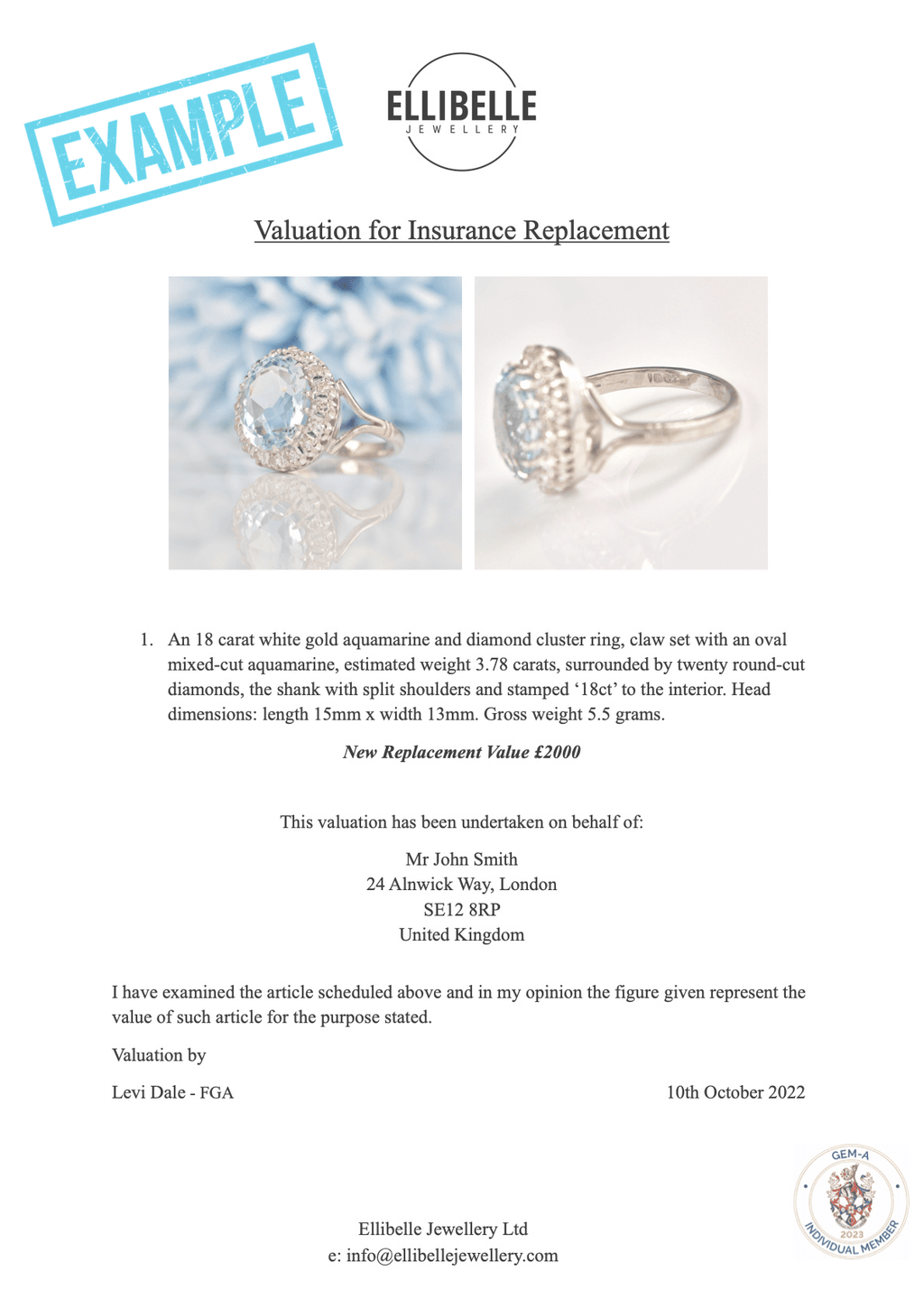 Digital Jewellery Insurance Valuation Ellibelle Jewellery