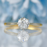 Ellibelle Jewellery Edwardian 0.82ct Old European Cut Diamond 18ct Gold & Platinum Solitaire Ring