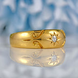 Ellibelle Jewellery Edwardian 18ct Gold Diamond Starburst Gypsy Ring - Chester 1902