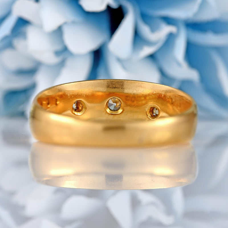 Ellibelle Jewellery Edwardian 18ct Gold Old Cut Diamond Star-Set Gypsy Ring