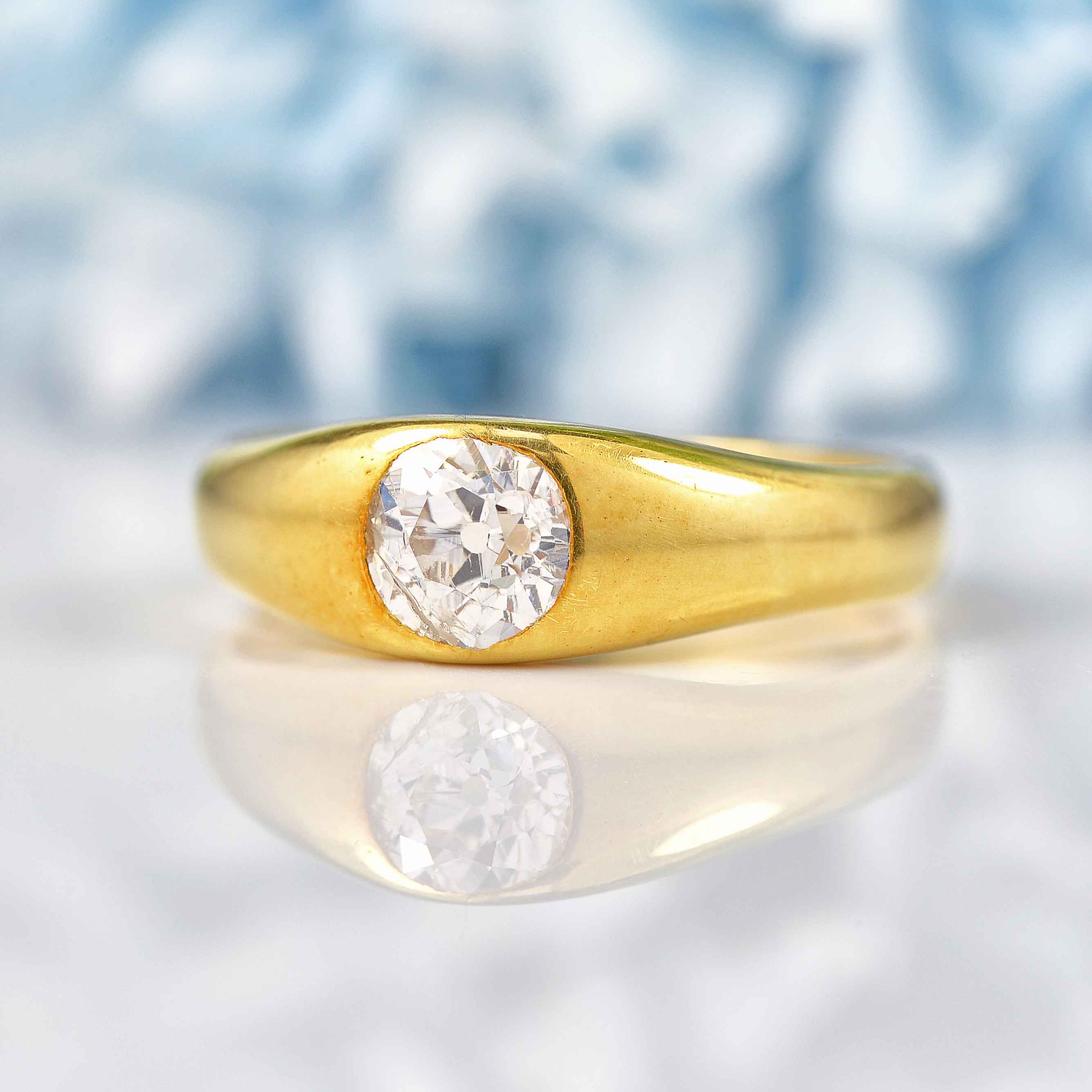 Ellibelle Jewellery Edwardian 18ct Gold Old-Mine-Cut Diamond Solitaire Ring (0.63ct)