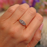 Ellibelle Jewellery Edwardian 18ct Gold & Platinum Diamond Marquise Shaped Ring
