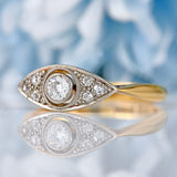 Ellibelle Jewellery Edwardian 18ct Gold & Platinum Diamond Marquise Shaped Ring
