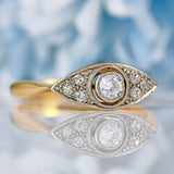 Ellibelle Jewellery Edwardian 18ct Gold & Platinum Diamond Marquise Shaped Ring