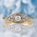 Ellibelle Jewellery Edwardian 18ct Gold & Platinum Diamond Marquise Shaped Ring