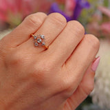 Ellibelle Jewellery Edwardian 18ct Gold & Platinum Diamond Scrollwork Cluster Ring