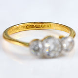Ellibelle Jewellery Edwardian 18ct Gold & Platinum Diamond Three-Stone Engagement Ring (0.67cts)