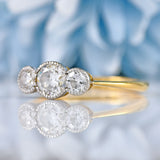 Ellibelle Jewellery Edwardian 18ct Gold & Platinum Diamond Three-Stone Engagement Ring (0.67cts)