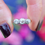 Ellibelle Jewellery Edwardian 18ct Gold & Platinum Old-Mine-Cut Diamond Three-Stone Engagement Ring (1.25cts)
