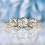 Ellibelle Jewellery Edwardian 18ct Gold & Platinum Old-Mine-Cut Diamond Three-Stone Engagement Ring (1.25cts)