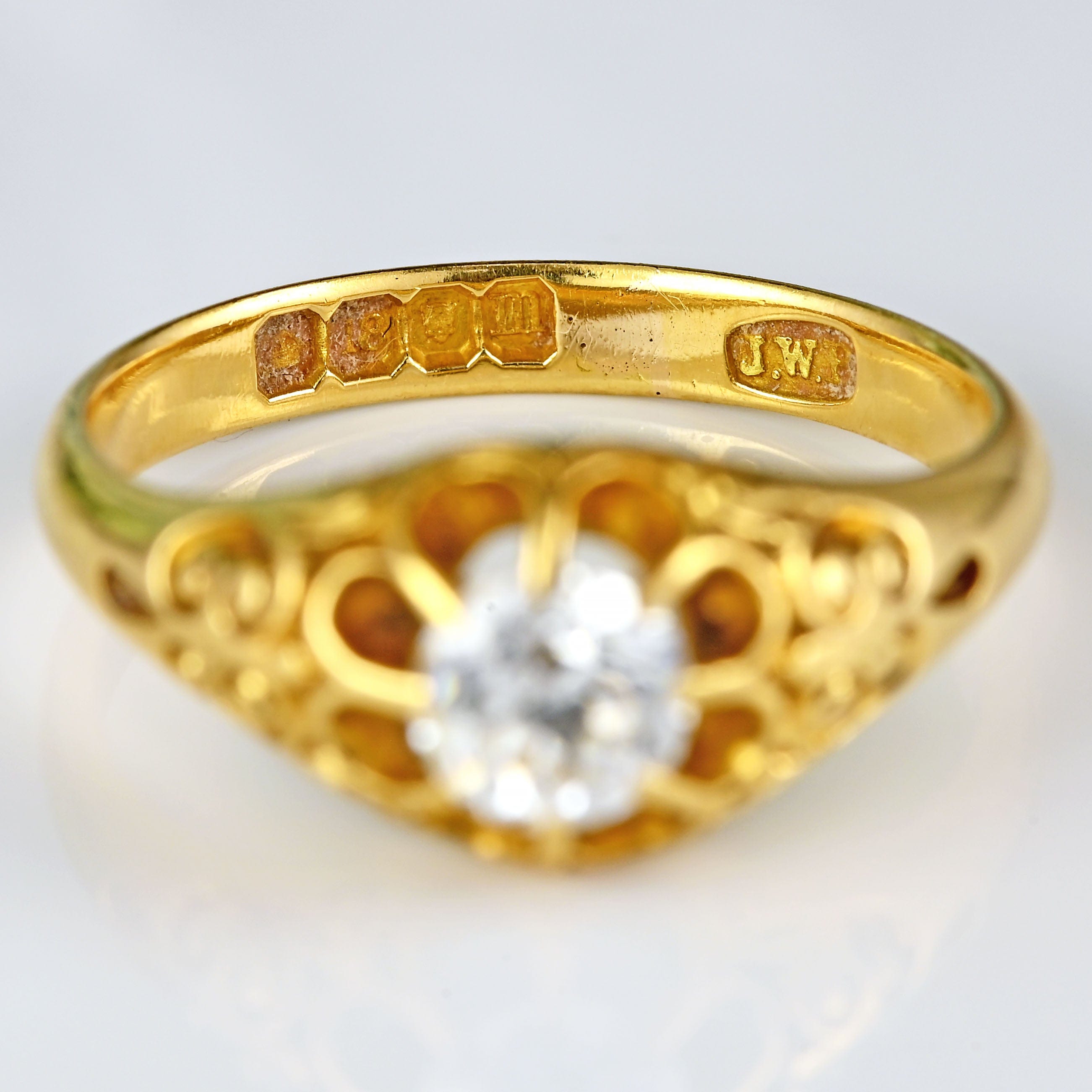 Ellibelle Jewellery Edwardian 18ct Yellow Gold Diamond Solitaire Engagement Ring