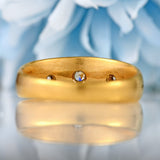 Ellibelle Jewellery Edwardian 1914 Diamond 18ct Gold Three-Stone Starburst Gypsy Ring