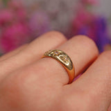 Ellibelle Jewellery Edwardian 1918 Diamond 18ct Gold Three-Stone Starburst Gypsy Ring