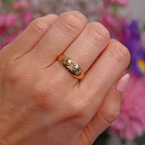 Ellibelle Jewellery Edwardian 1918 Diamond 18ct Gold Three-Stone Starburst Gypsy Ring
