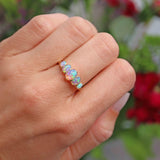 Ellibelle Jewellery Edwardian Australian Opal 18ct Gold Five-Stone Ring