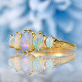 Ellibelle Jewellery Edwardian Australian Opal 18ct Gold Five-Stone Ring