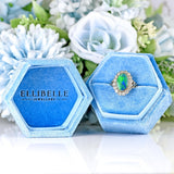 Ellibelle Jewellery Edwardian Black Opal & Diamond 18ct Gold Platinum Cluster Ring