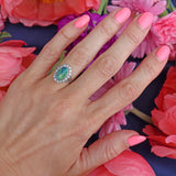 Ellibelle Jewellery Edwardian Black Opal & Diamond 18ct Gold Platinum Cluster Ring