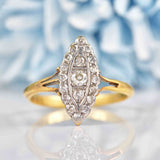 Ellibelle Jewellery Edwardian Diamond 18ct Gold Marquise Cluster Ring