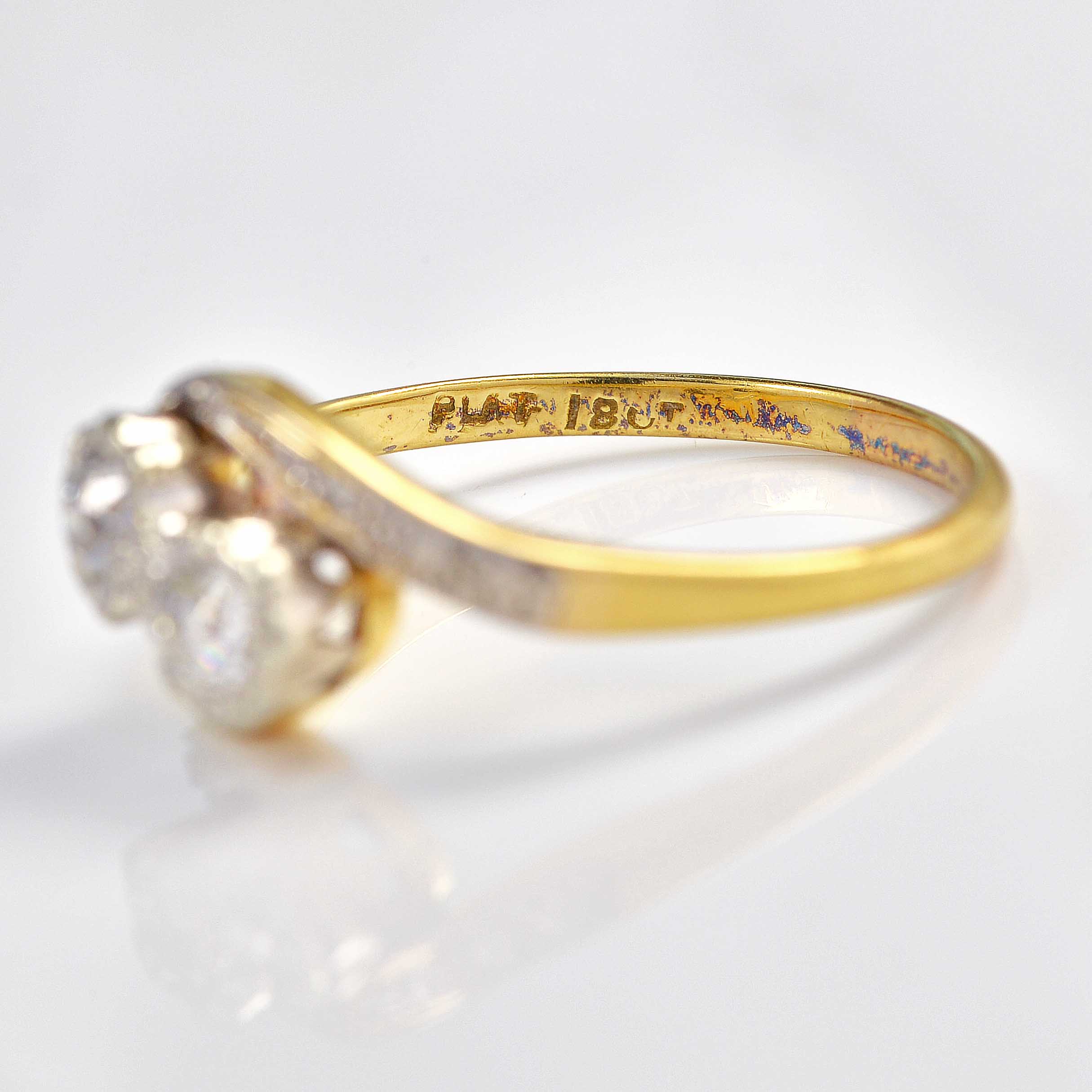 Ellibelle Jewellery Edwardian Diamond 18ct Gold & Platinum Crossover Ring
