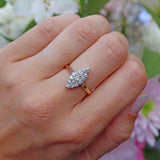 Ellibelle Jewellery Edwardian Diamond 18ct Gold & Platinum Marquise Ring