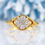 Ellibelle Jewellery Edwardian Diamond 18ct Gold Platinum Ring