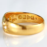 Ellibelle Jewellery Edwardian Diamond 18ct Gold Three-Stone Starburst Gypsy Ring