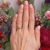 Ellibelle Jewellery Edwardian Diamond 18ct Gold Three-Stone Starburst Gypsy Ring