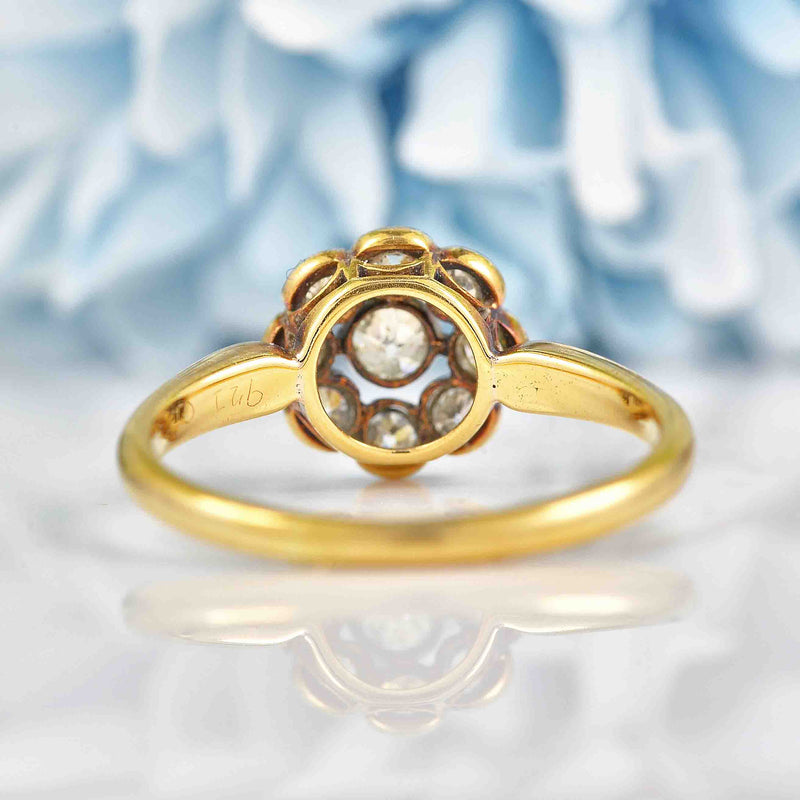 Ellibelle Jewellery Edwardian Old-Cut Diamond 18ct Gold Daisy Cluster Ring (0.55cts)