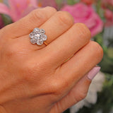 Ellibelle Jewellery Edwardian Old Mine Cut Diamond 18ct Gold Daisy Cluster Engagement Ring