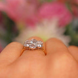 Ellibelle Jewellery Edwardian Old Mine Cut Diamond 18ct Gold Daisy Cluster Engagement Ring