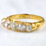 Ellibelle Jewellery Edwardian Old Mine Cut Diamond 18ct Gold Five Stone Ring (1.40cts)