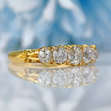Ellibelle Jewellery Edwardian Old Mine Cut Diamond 18ct Gold Five Stone Ring (1.40cts)