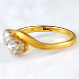Ellibelle Jewellery Edwardian Old-Mine-Cut Diamond 18ct Gold Two-Stone Crossover Ring