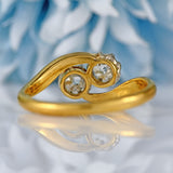 Ellibelle Jewellery Edwardian Old-Mine-Cut Diamond 18ct Gold Two-Stone Crossover Ring
