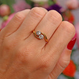 Ellibelle Jewellery Edwardian Old-Mine-Cut Diamond 18ct Gold Two-Stone Crossover Ring