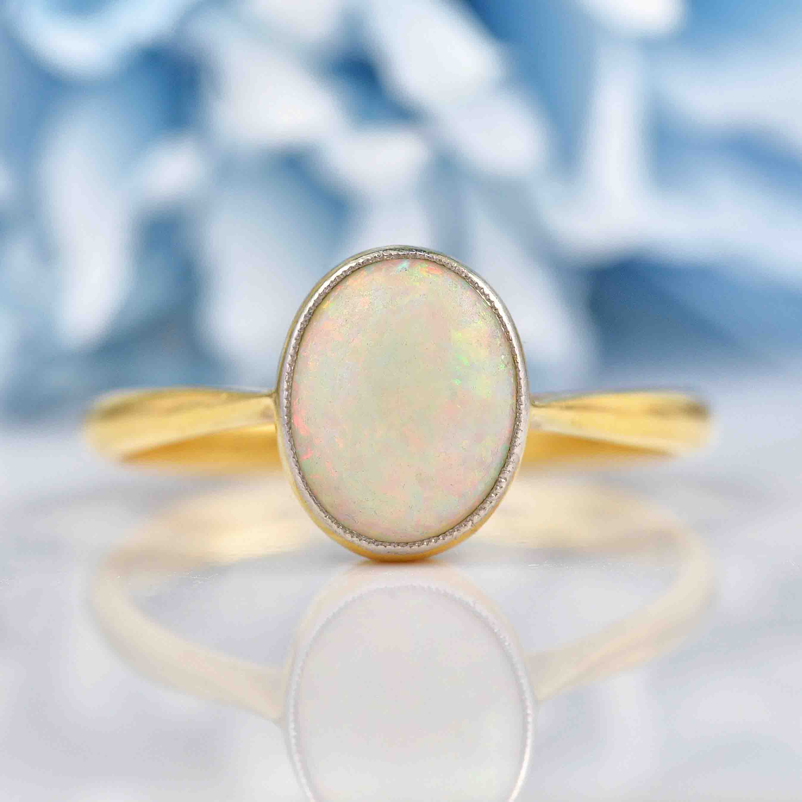 Ellibelle Jewellery Edwardian Opal 18ct Gold Solitaire Ring