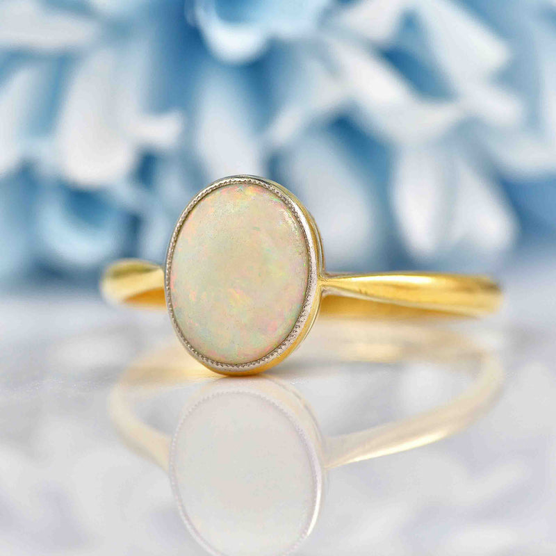 Ellibelle Jewellery Edwardian Opal 18ct Gold Solitaire Ring